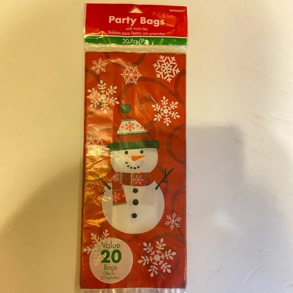 Amscam 20 Count Small, Cello, Festive Snowman Party Bags/Treat Containers/Baking - Picture 4 of 7